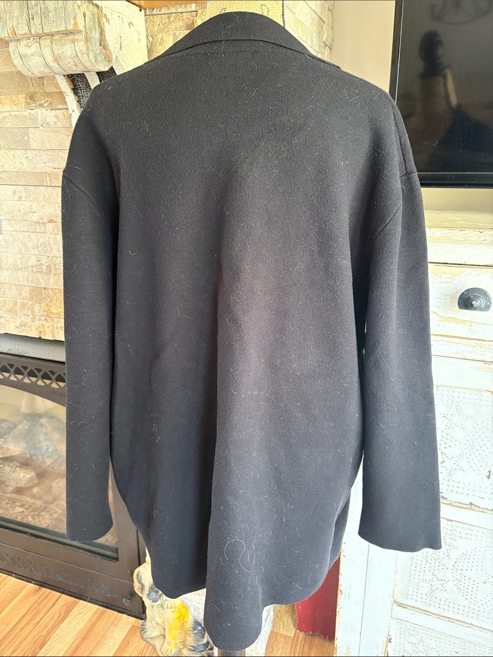 Quince black Eco-Knit Milano Stitch Oversized Shirt Jacket button down pockets - Picture 9 of 16